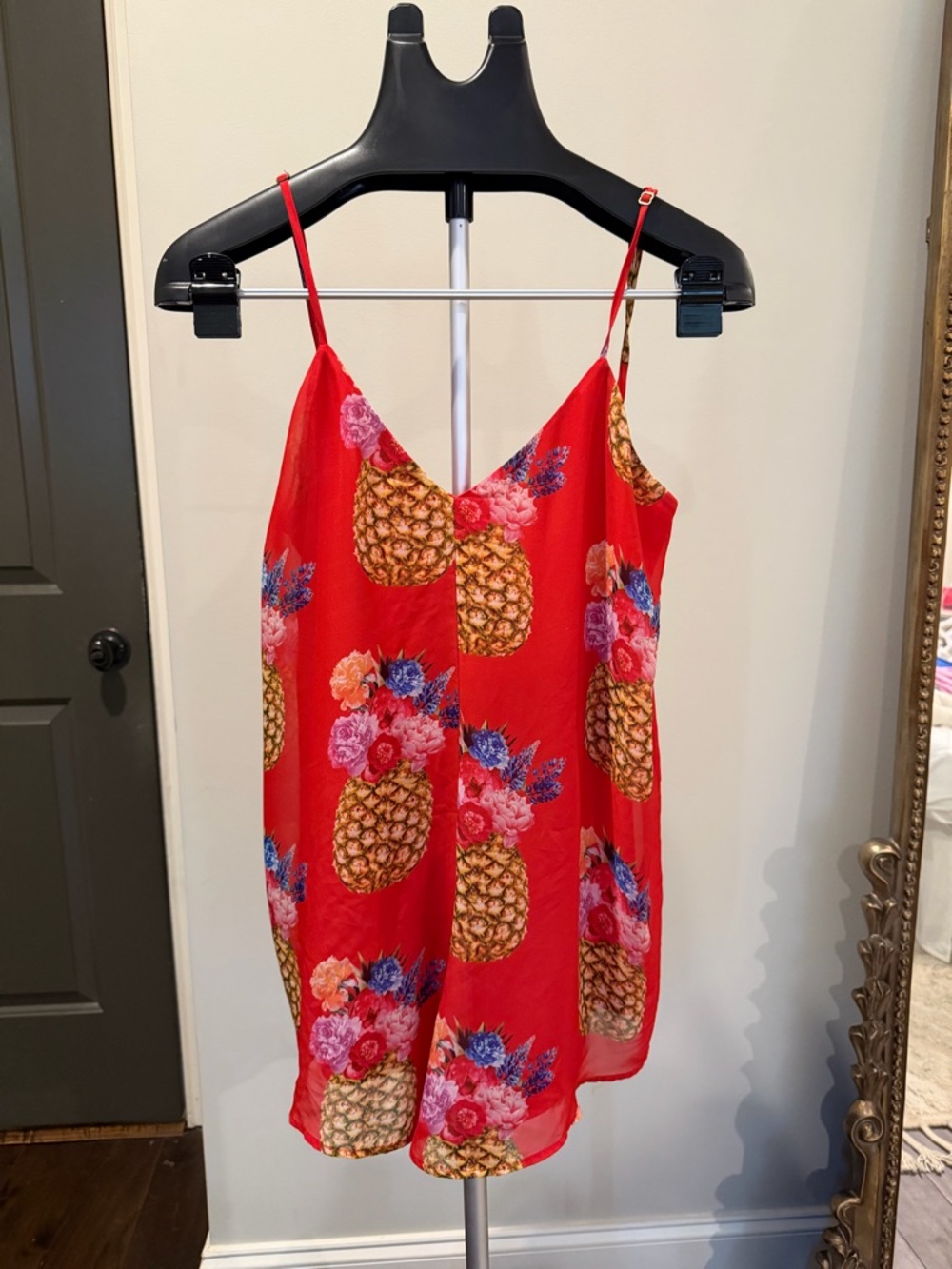 Show Me Your MuMu Red Pineapple Print Slip Romper